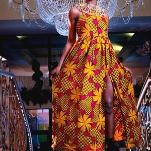 Sleeveless Ankara Maxi Dress with a Split